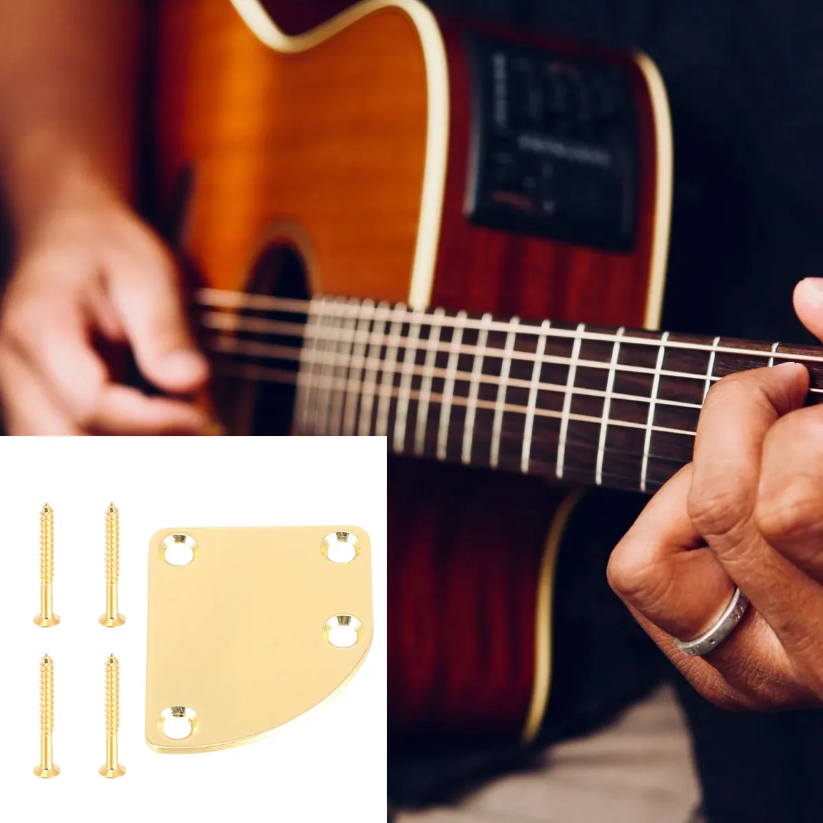 

2 Pcs Electric Guitar Bass Reinforcement Board Metal Neck Plate Accessories Joint