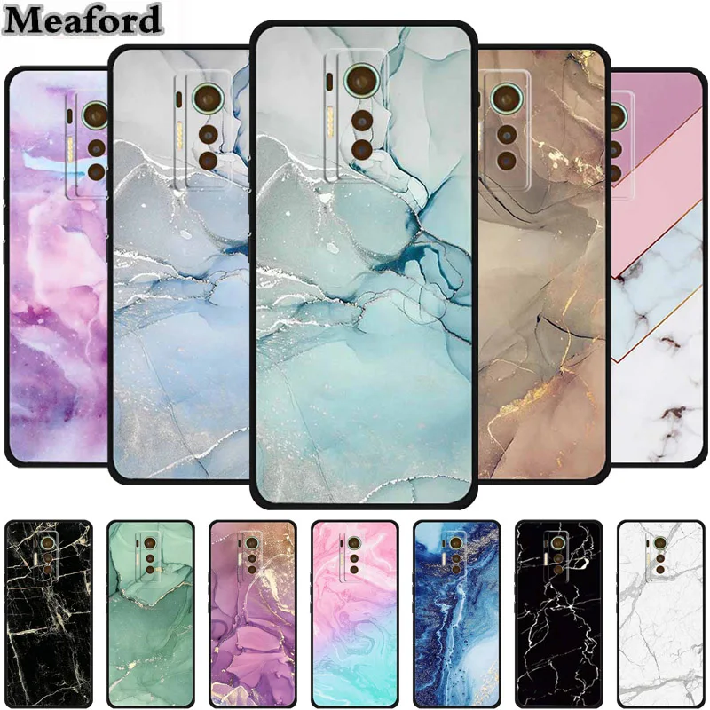 For Tecno Phantom X 2021 Case Marble TPU Silicone Soft Phone Cover Cases for PhantomX 2021 AC8 Protector Mica Painted Cute Para