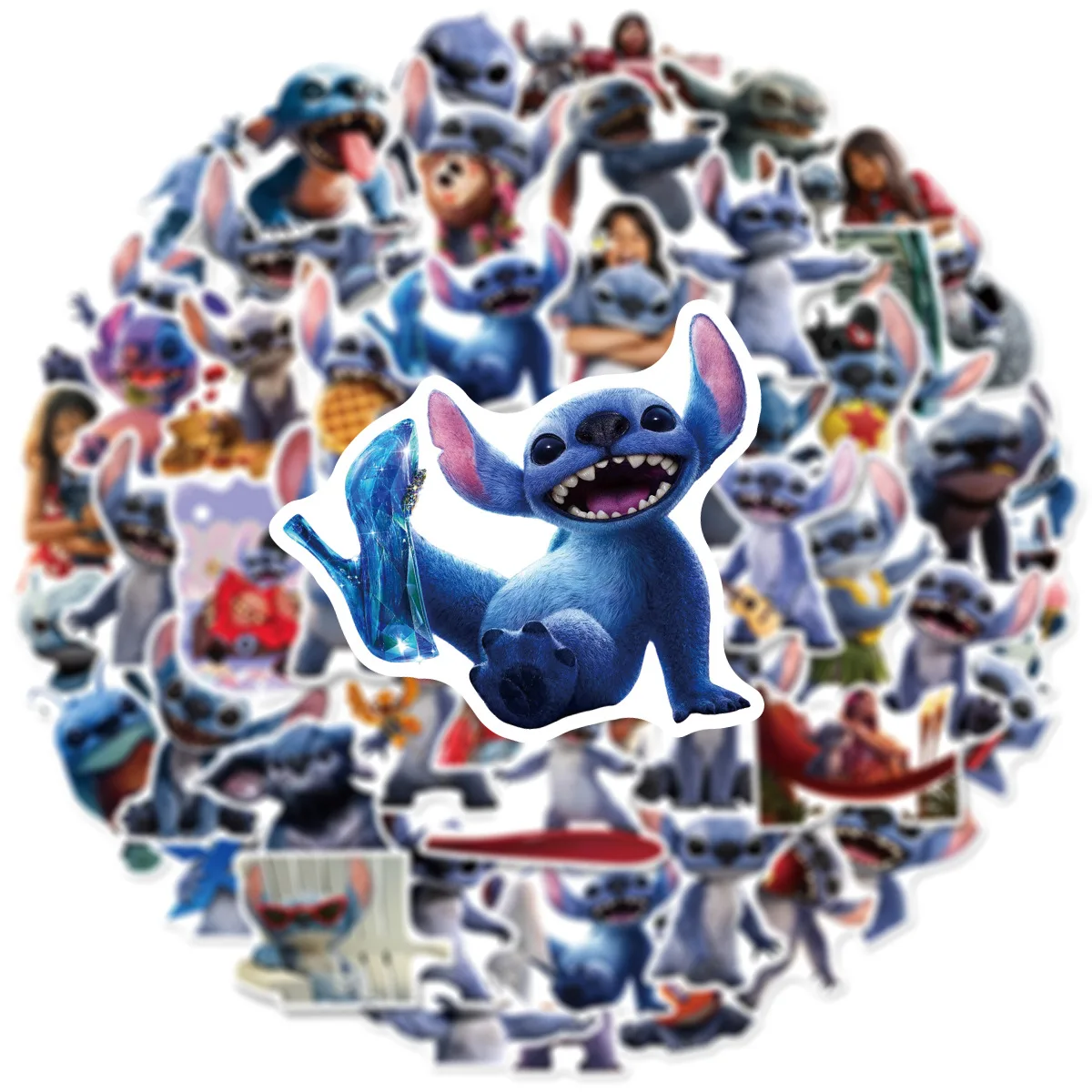 50 pezzi Disney simpatico cartone animato Lilo & Stitch adesivi decalcomanie Kawaii giocattolo per bambini adesivo decorazione per notebook valigia per laptop fai da te