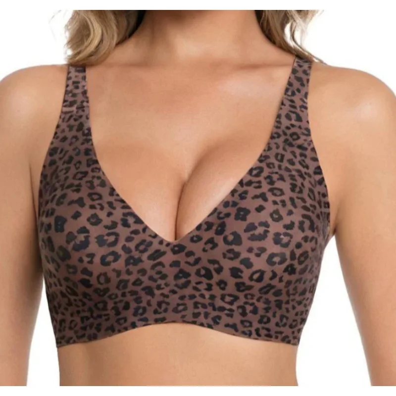 Seamless Buttery Soft Wireless Bra Full Coverage Lift Support Back Smoothing Anti-Sagging Plus Size Leopard Print Comfort Bra image 5