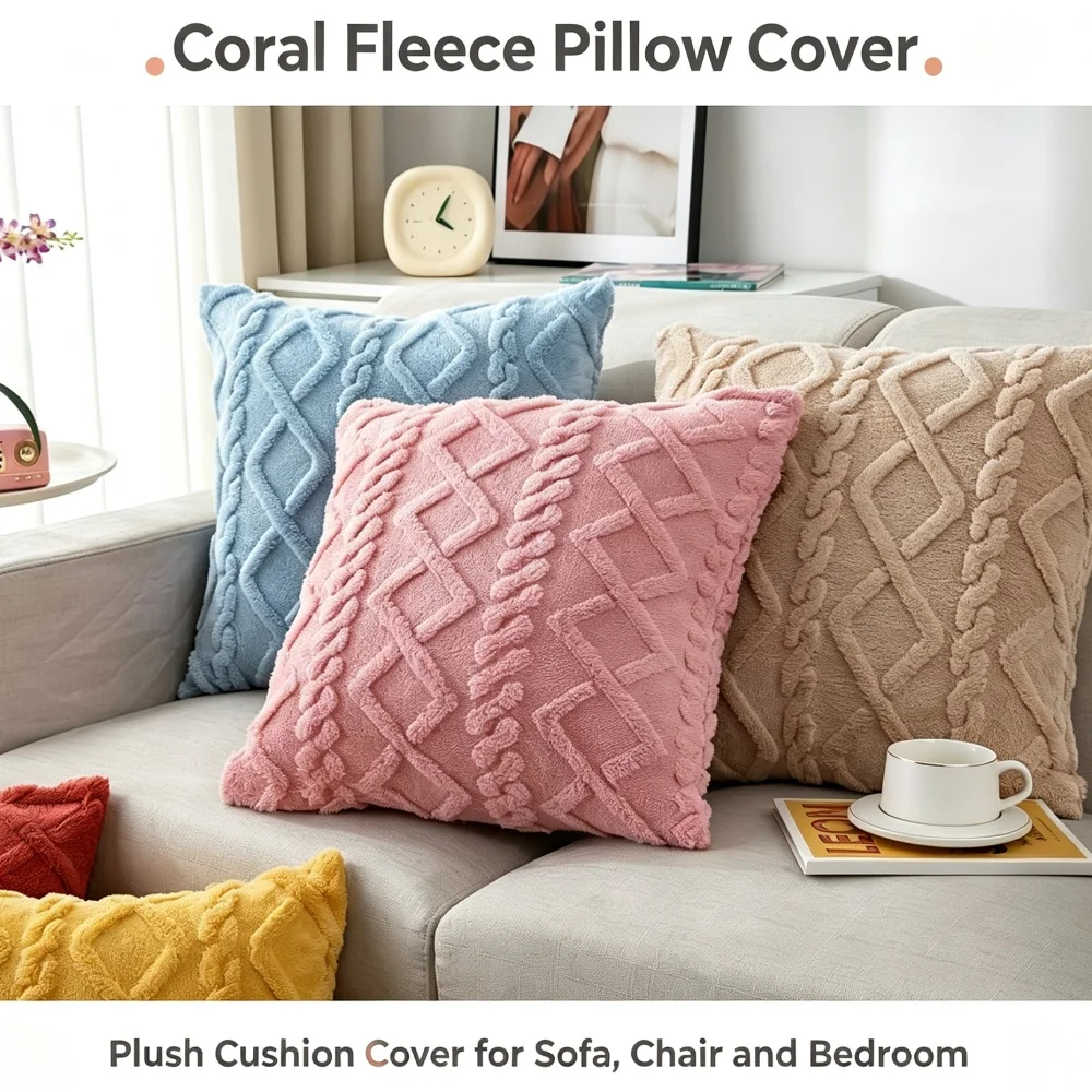 Cushion Cover Plush Pillow Cover for Sofa Living Room Grometric Housse 40*40cm 45*45cm Decorative Pillows Nordic Home Decor