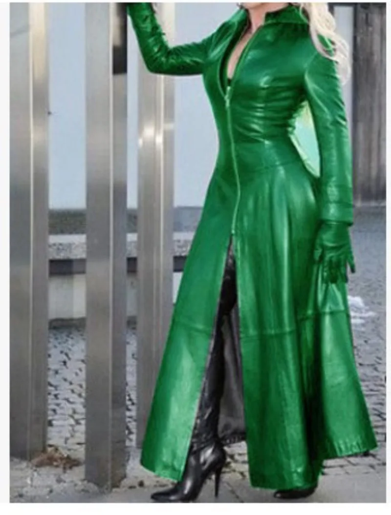 Halloweenowa damska zimowa seksowna dopasowana kurtka skórzana ze sznurowaniem, średniowieczny płaszcz rycerski z długą spódnicą dla dorosłych, kostium do cosplayu