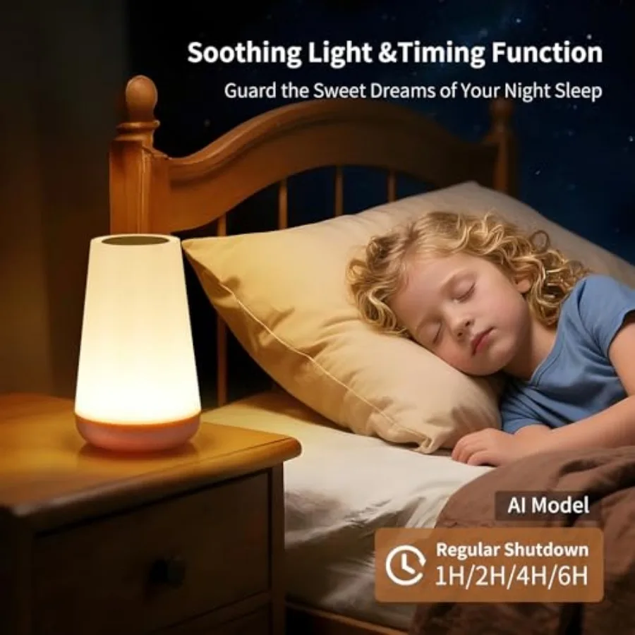 Night Light, Touch Bedside Table Lamp, Remote Control Dimmable Desk Lamp with RGB Color Changing, Portable Table Bedside Lamps view 4