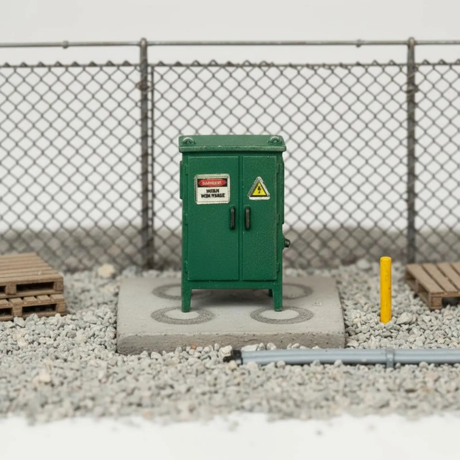 

Miniature Power Cabinet Realistic Scale Electrical Box Miniature Utility Cabinet High Voltage Warning Sign Model Decoration
