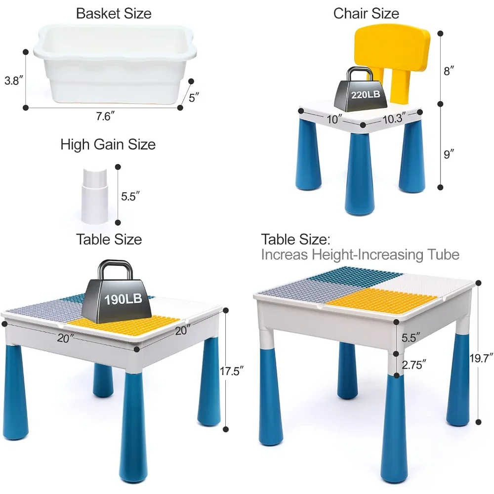 Arscniek 어린이 활동 테이블 및 의자 세트, 대형 대리석 런 빌딩 블록, 모래/물 테이블, 7 in 1, 152 개