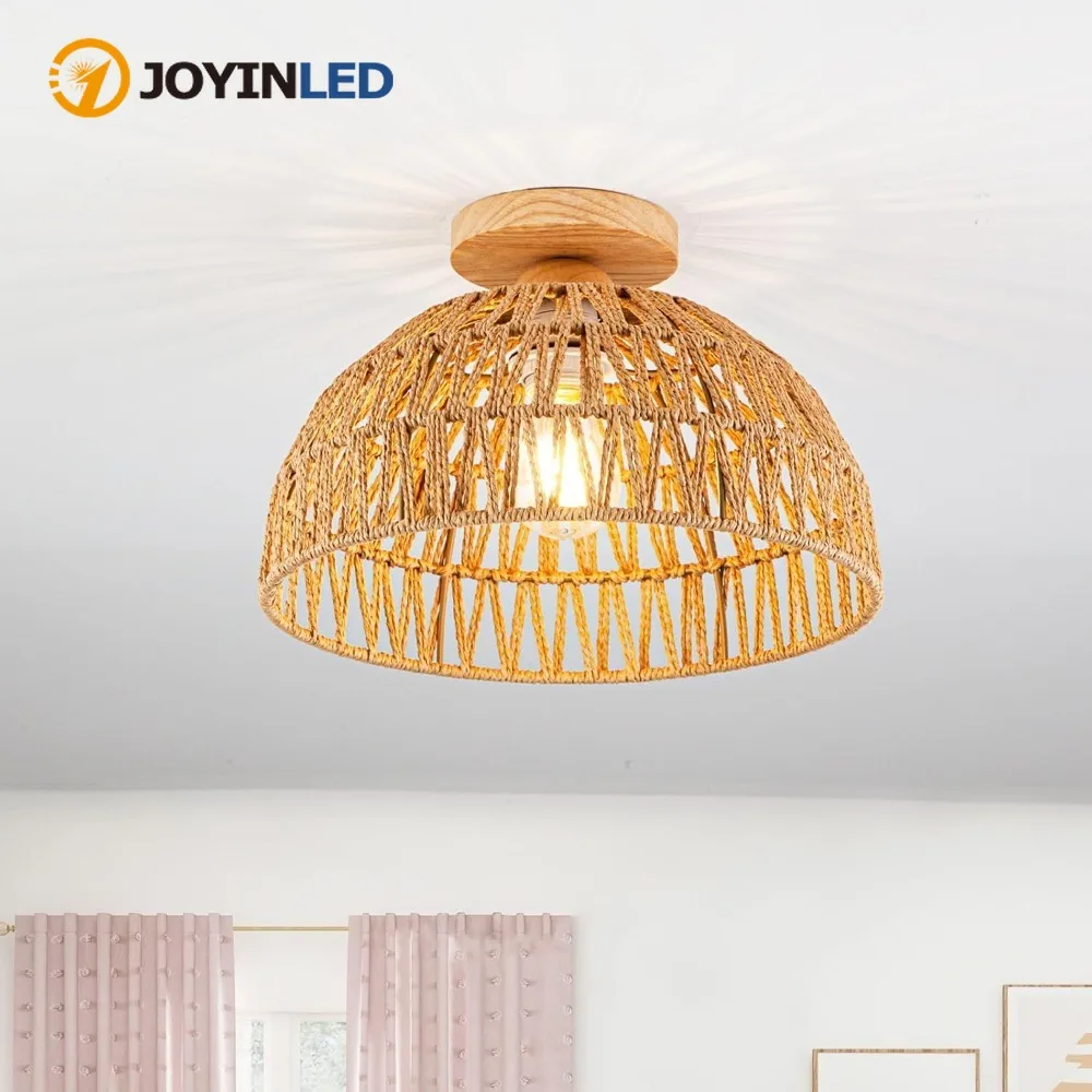 

Потолочный светильник JOYINLED в стиле бохо из бумажной веревки, для столовой, спальни, гостиной, ручной работы, с цоколем E27, в форме шара/пузыря