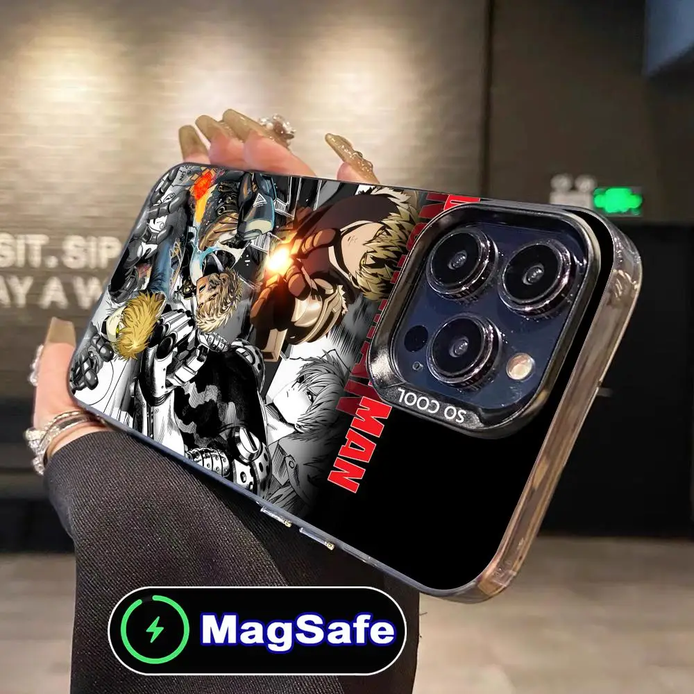 

Punch Man Genos Mobile Phone Case for iPhone 16 15 14 13 12 11 Pro Max Plus MagSafe Translucent Colour Protective Luxury Cover