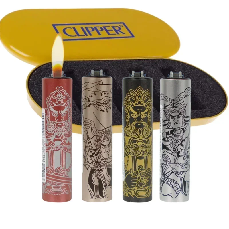 Spain Clipper Lighter Four Heavenly Kings Sand Wheel Metal Lighter Cycle Inflatable Men'S Cigarettes Accessories Gift Collection