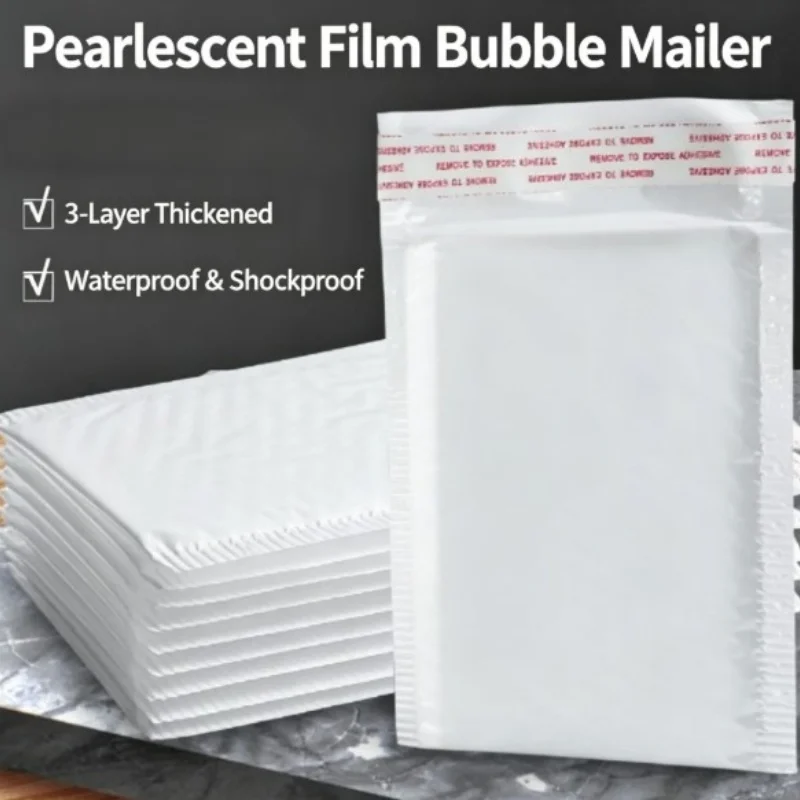 100pcs White Bubble Mail Bag Bubble Pad Mailing Envelope Waterproof And Shockproof Packaging Bag Self Sealing Transport Bag