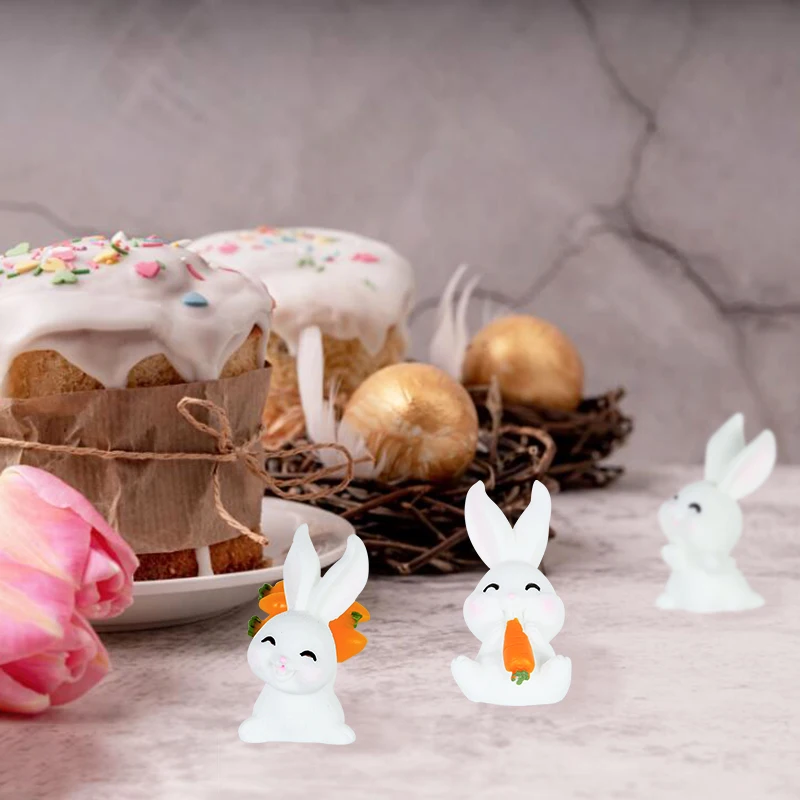 Easter Resin Lovely Rabbit Micro Landscape Decoration Easter Party Bunny Ornaments DIY Home Decor Fairy Garden Ornament Supplies