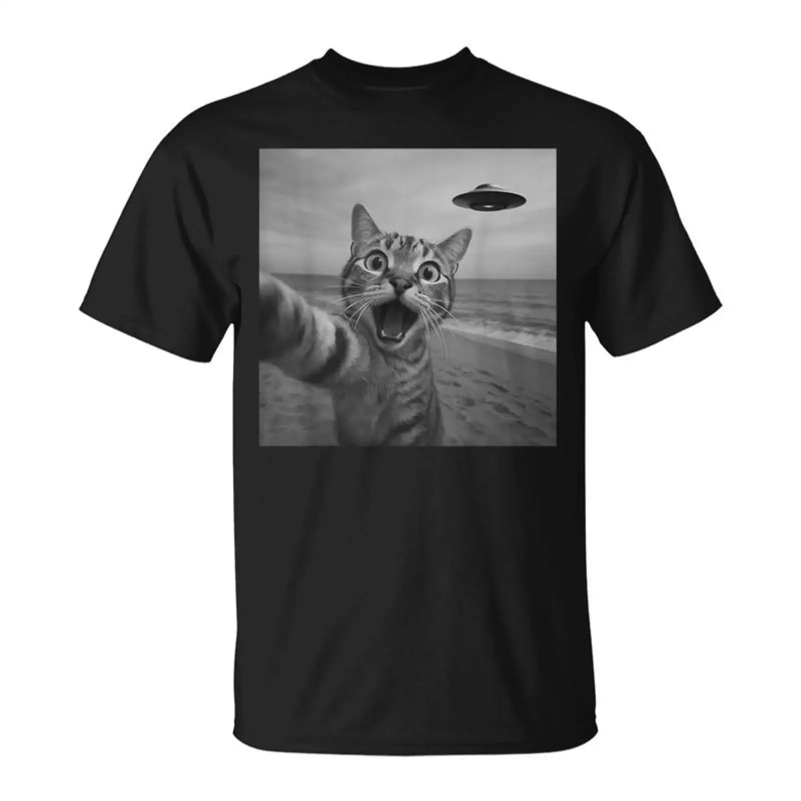 Drôleurpris Chat Effrayantelfie Extraterrestre Ovni T Shirt Cadeauxyz vintage Washed Soft designer clothes Casual Stylish