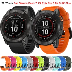 20 26 22mm Strap For Garmin Fenix 7 7X 7S 6S 6 6X Pro 5S 5 5X Plus Epix Pro Silicone Quick Release Watch Easyfit Wrist Band