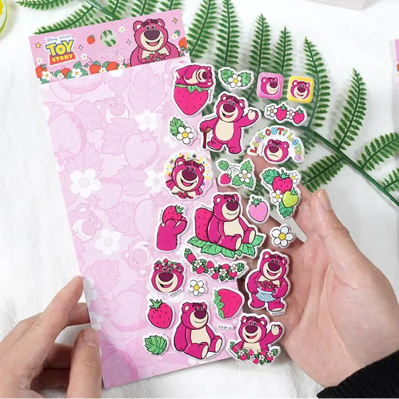 Kawaii disney lotes-o '-huggin urso 3d adesivos criativos dos desenhos animados estudante recompensa adesivo caso de telefone decoração presente de aniversário da menina