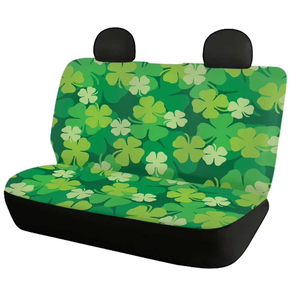 Green Clover Printing Slip-Resistant Car Interior Seat Protector Comfortable Front/Back Vehicle Seat Covers Non-slip Accessories