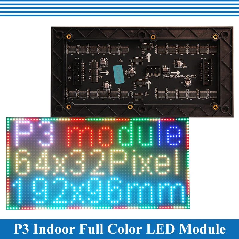 Moduł panelu ekranu LED P3 Wewnętrzny skan 1/16 192*96mm 64*32 pikseli Pełnokolorowy moduł panelu wyświetlacza LED P3