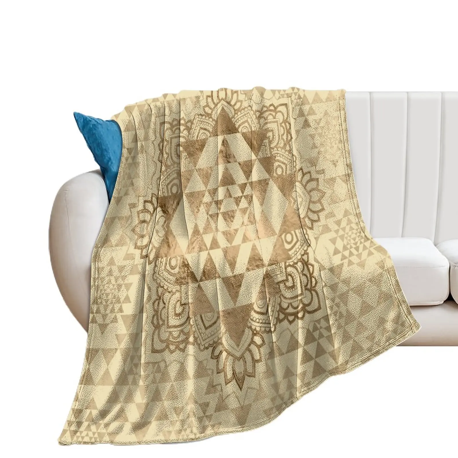 Sri Yantra / Sri Chakra Pastel Gold Throw Blanket Baby Hairys Soft Big Bed linens Blankets