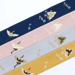 100x6.5cm Vintage Chinese Crane Embroidered Jacquard Ribbon Trim Braid Trimmings Sewing Lace for DIY Clothing Home Fabic Decor