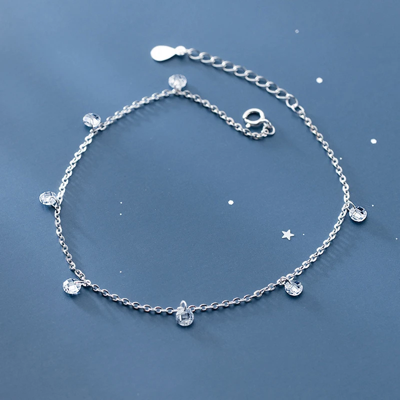 Modian Shining Zircon Anklet Authentic 925 Sterling Silver Fashion Barefoot Original Chain Bracelet For Women Fine Jewelry