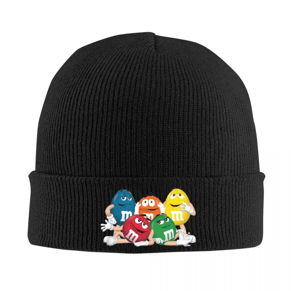 

Novelty Kawaii M Chocolate Candy Cartoon Colorful Skullies Beanies Caps Bonnet Outdoor Ski Cap Winter Warm Knitting Hat