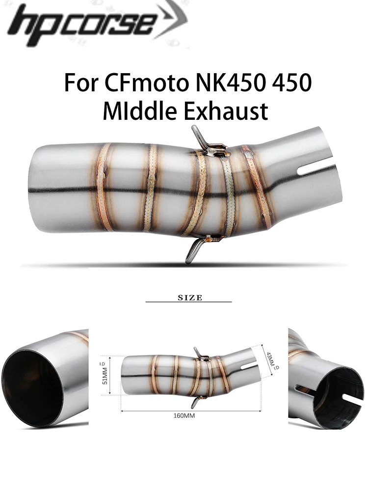 AliExpress NONE Slip On For CFMOTO 450SR 450 NK SR 2022 2023 Motorcycle Exhaust Muffler Escape Moto Modify 51mm Middle Link Pipe Bike Tube