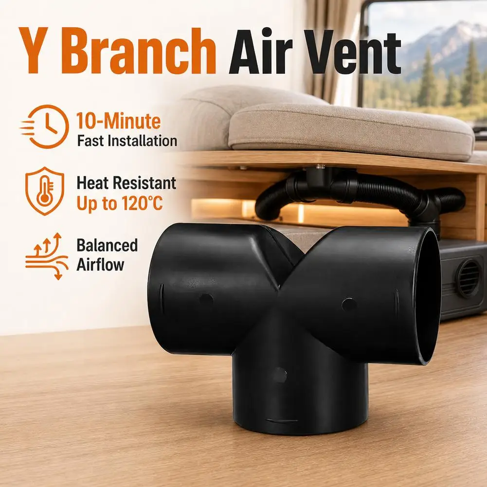 60mm Diesel Parking Heater Duct Pipe Connector T Y Piece Air Outlet Exhaust Connector For Webasto Eberspacher