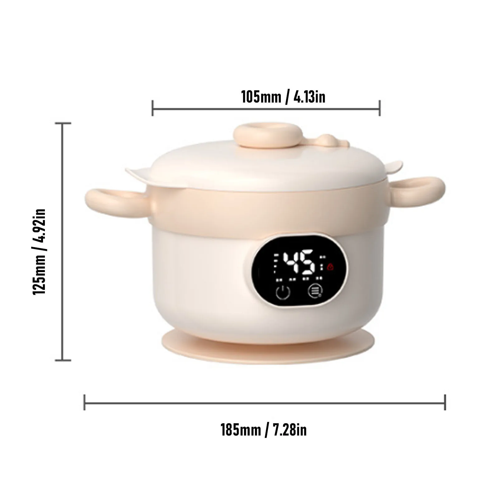 Food Warmer Bowl Electric Lunch Box 304 Stainless Steel Insulated Cordless Food Warmer Bowl 470ML Large Capacity No Water Needed view 3