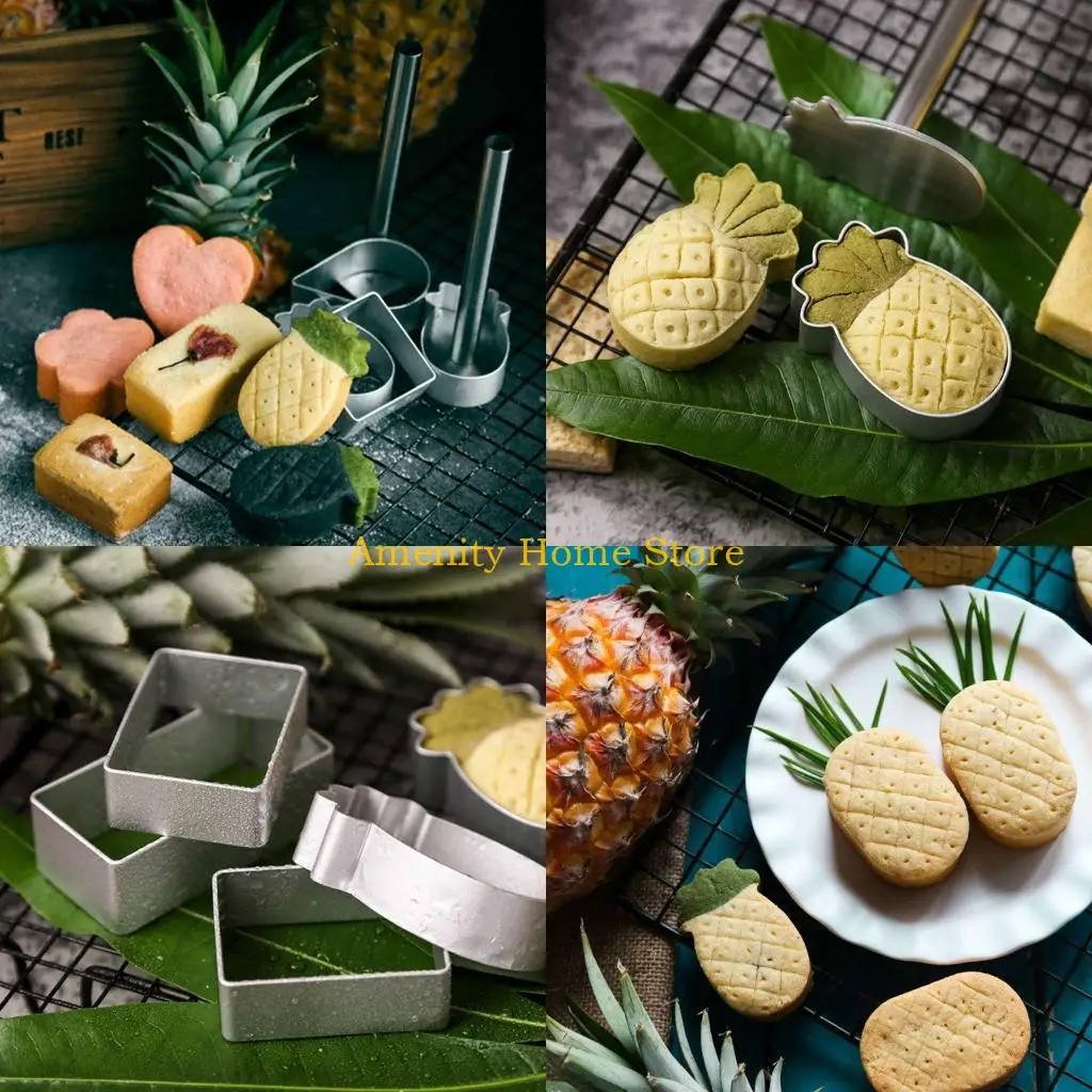 F26C Biscuit Cutter Pressing Molds Set Stainless Steel Fruit Cheese Sandwiches Make