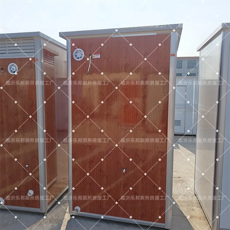 DSA   Linyi factory simple portable mobile shower room bathroom wood grain rural outdoor with toilet