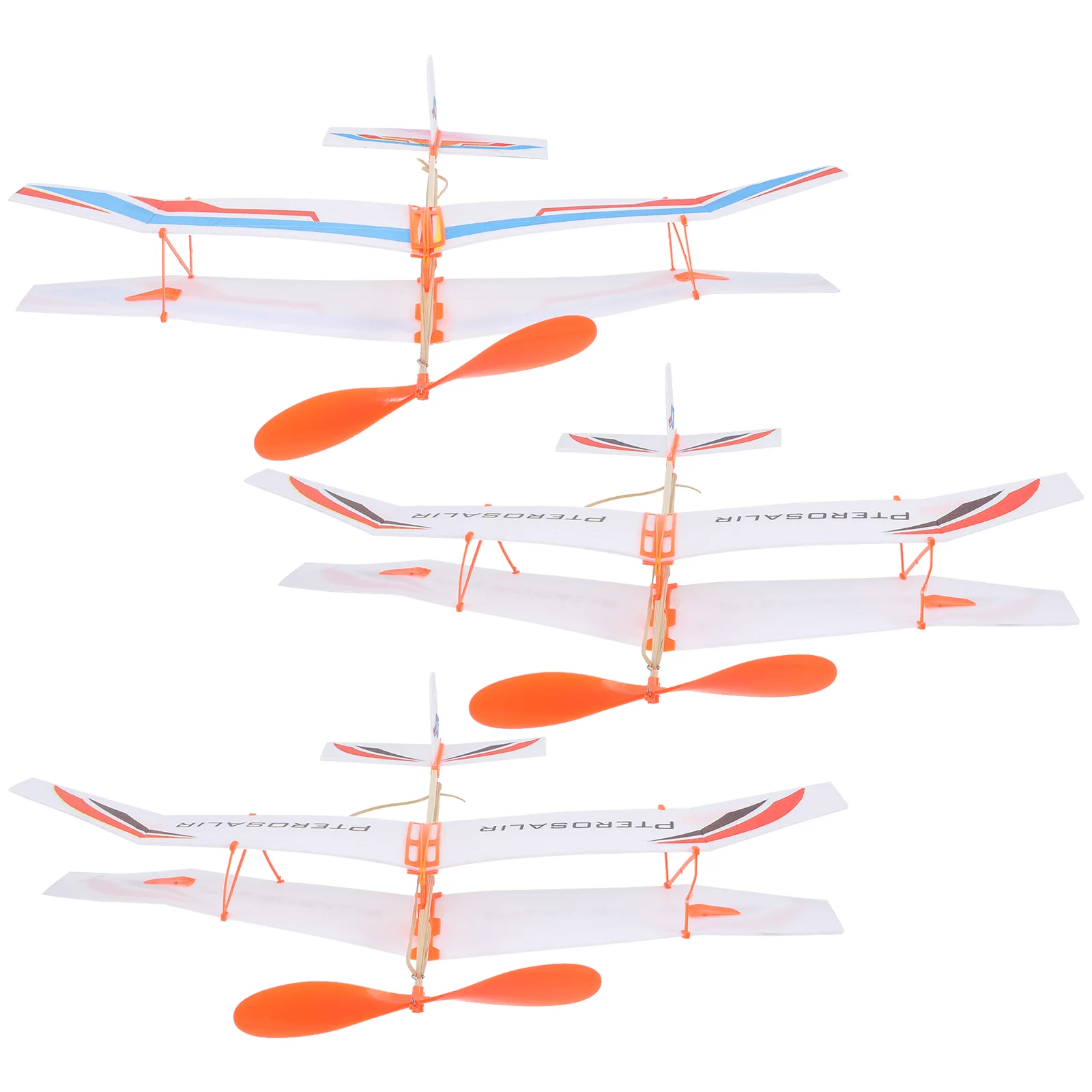 3 Pcs Rubber Band Biplane Kids Racing Model Children Glider Planes Toys Playthings Childrens Flight Airplane Models Wood DIY