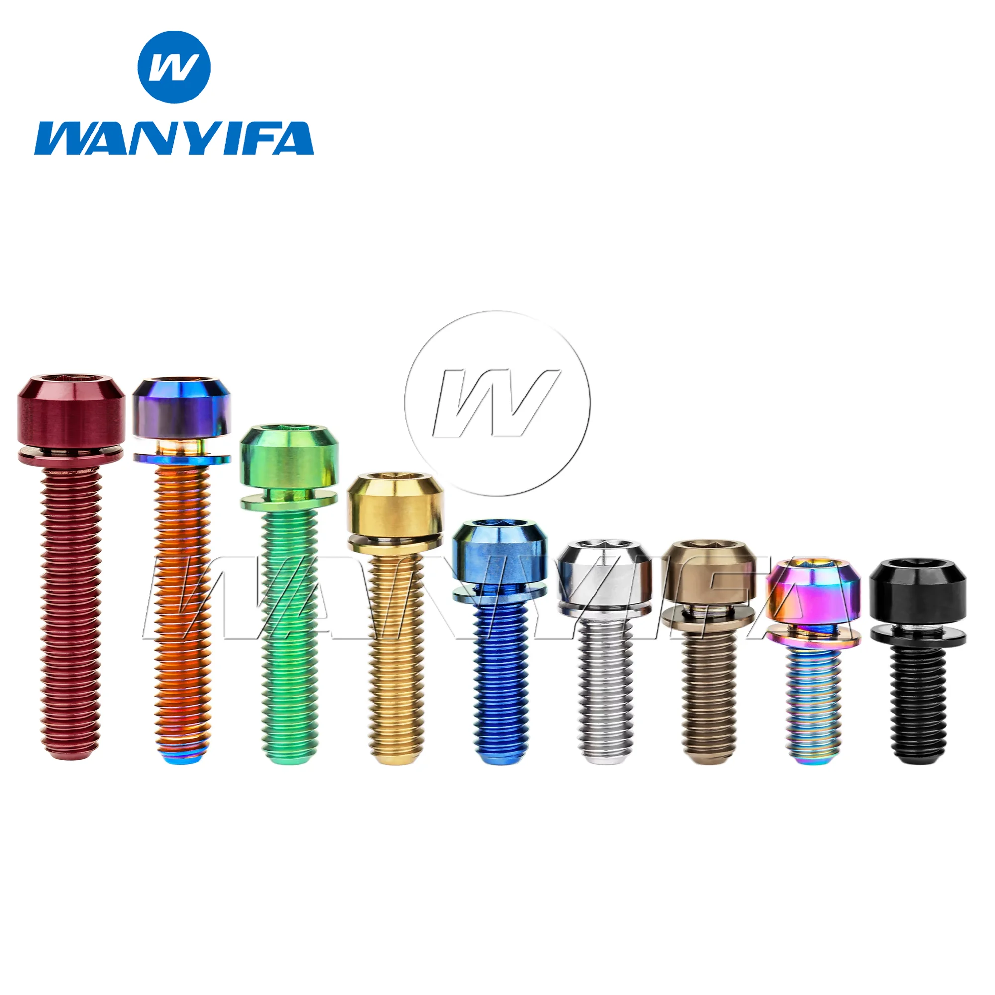 Wanyifa Titanium Bolt M6x16/18/20/25/30/35mm Socket Head with Washers Bicycle Disc Brake Adapter Mount Bicycle Ti Screws