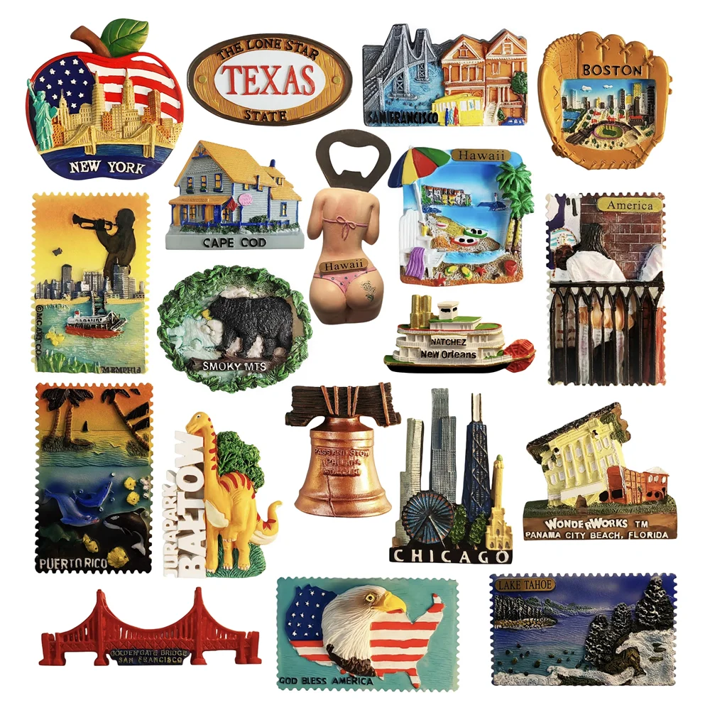 

North America USA Texas Hawaii Chicago Fridge Magnets Tourism Souvenir Refrigerator Magnetic Collection Gift