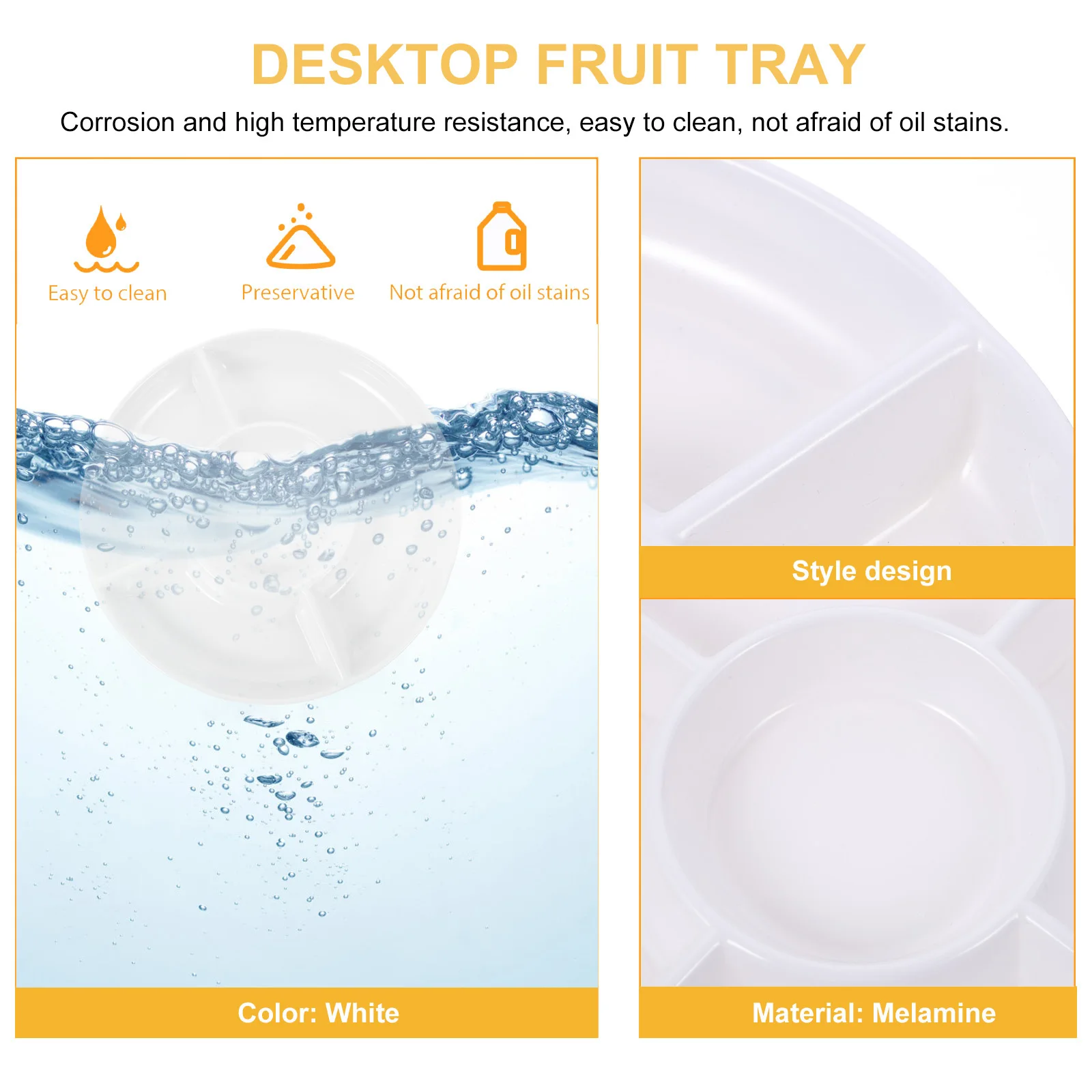 

2Pcs 5-Grid Fruit Tray Practical Multipurpose Snack Serving Plate Compact Size Desktop Organizer Food Tray