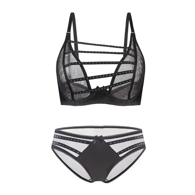 Bandage Ontwerp Kant Transparante Bralette Vrouwen Sexy Hol Draad Gratis Bh Zomer Dunne Ademende Mesh Push Up Bh's