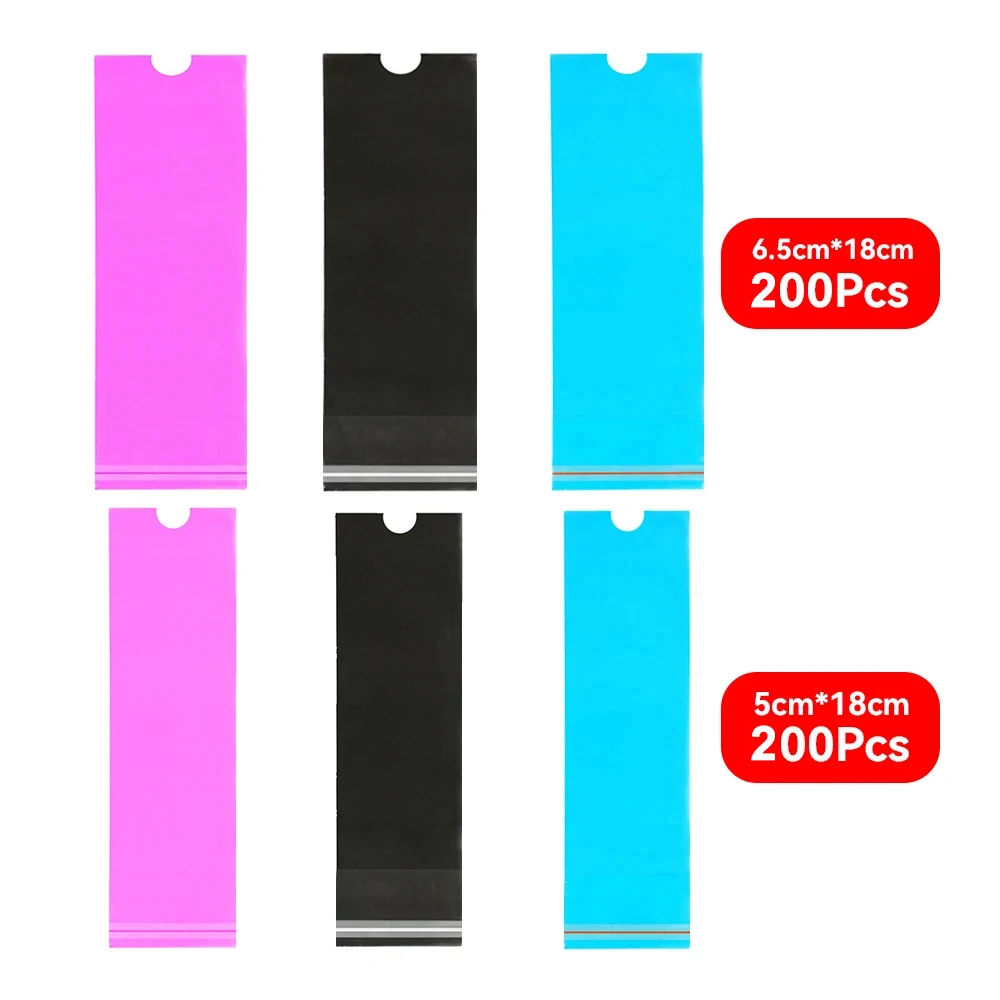 200pcs Disposable Self-Adhesive Tattoo Pen Sleeves Plastic Cartridge Protect Film Bag Tattoo Machine Clip Cord Sleeves Supplies