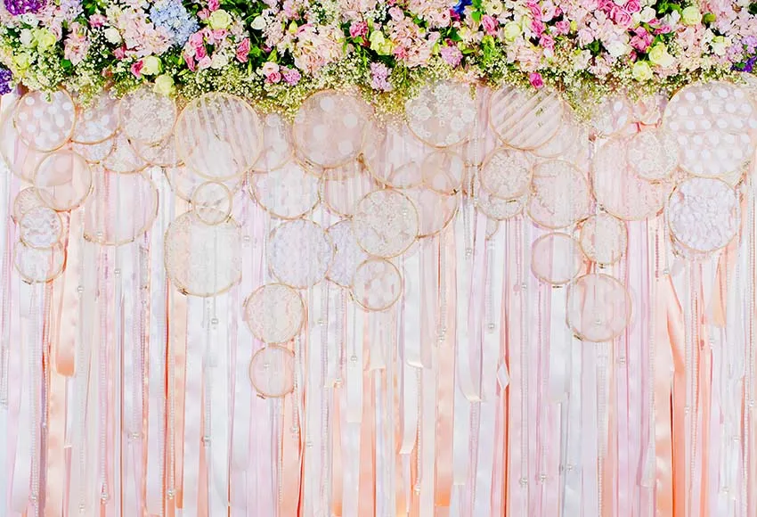 Mehofond การถ่ายภาพพื้นหลัง Dreamy จัดงานแต่งงานเจ้าสาวเจ้าสาวดอกไม้สีชมพูดอกไม้ผนังตกแต่งฉากหลัง Photo Studio