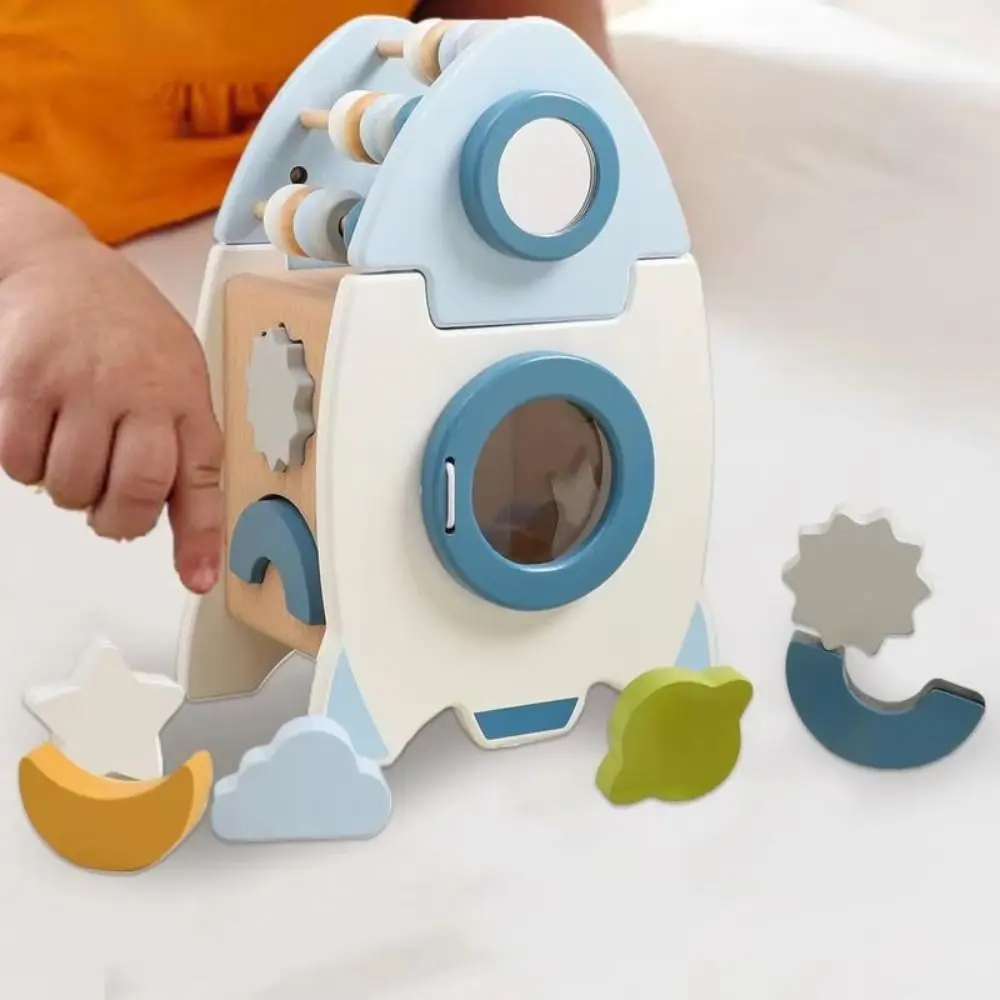 

Shape Cognitive Rocket 5-in-1 Baby Toys Busy Board Montessori Baby Wooden Stacked Toy Portable Shape Sorter