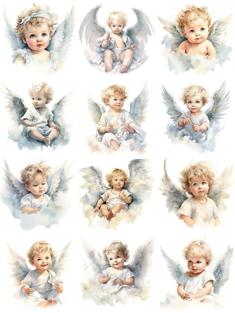 12Pcs/Pack Angel Baby Sticker DIY Craft Scrapbooking Album Junk Journal Decorative Stickers