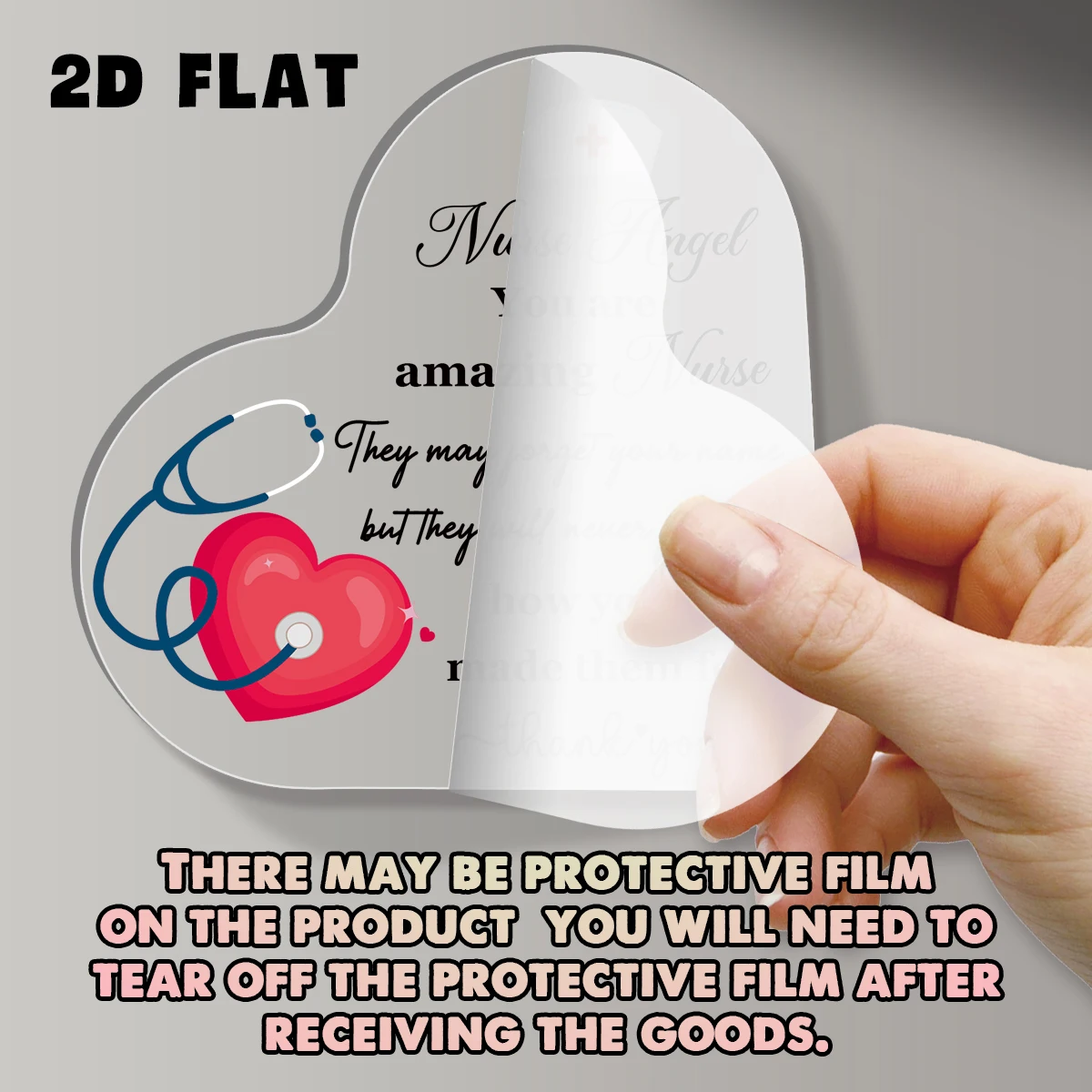 1 قطعة لوحة أكريليك على شكل قلب- "ممرضة الملاك أنت ممرضة مذهلة" لافتة لعيد الممرضات، عيد الميلاد، هدية تقدير التخرج