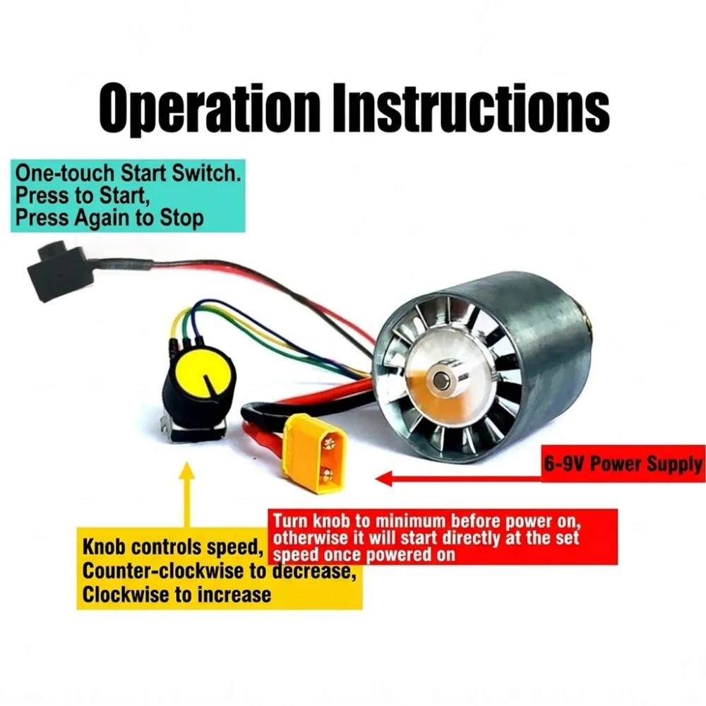 29mm Ducted Fan Brushless Motor Integrated ESC High Speed RC Model Fan Motor 6-9V 120000RPM 105W for DIY Powerful Cooling Fan