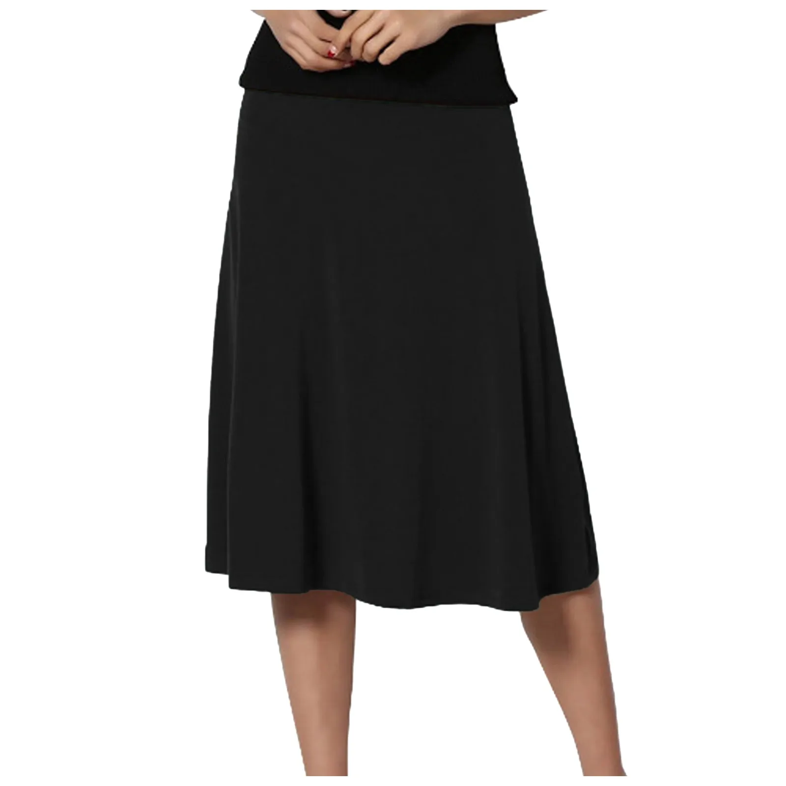 Women\'s Fashion 2024 Flowing Satin Midi Skirt Women Vintage Elastic High Waist Skirts Flared hem High Street Female Skirt