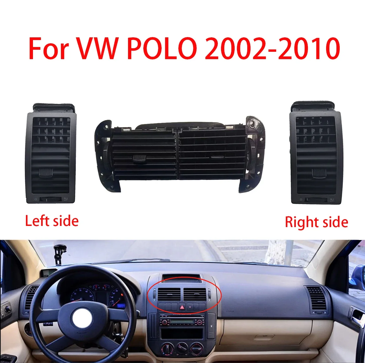 Adapted for Volkswagen Polo (Old Model) 2002-2010 Car Air Conditioning Outlet Left and Right Middle Air Conditioning