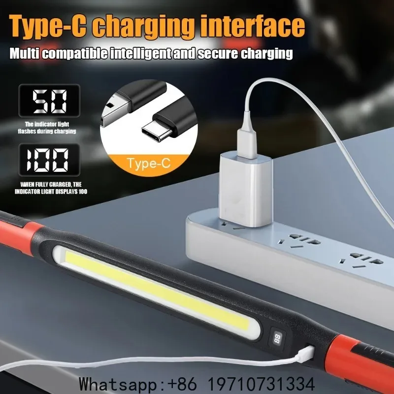 Rechargeable 1200 Lumens LED Work Light Magnetic 360° Swivel Flashlight for Mechanic Car Repair & Emergency Use