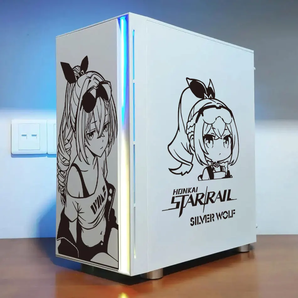 Silver Wolf Anime Stickers for PC Case,Star Rail Cartoon Decor Vinyl Decals for Atx Gaming Computer Chassis Skin,Waterproof view 4
