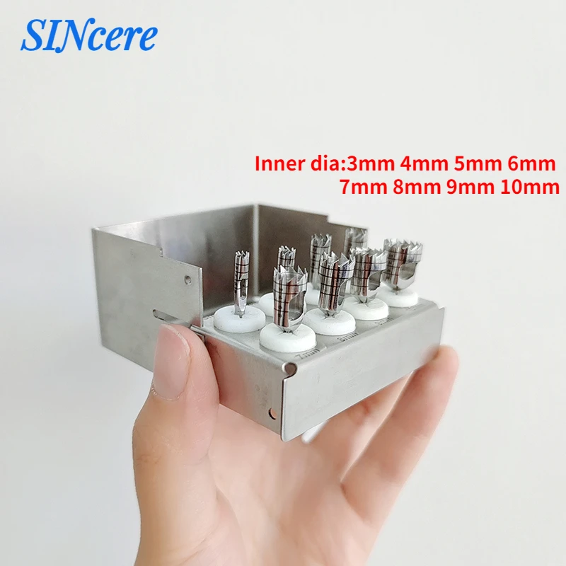 8Pcs/box Dental Implant Bone Trephine Bur  Drill Tissue Punch Stainless Steel Planting Tools for Low-speed handpiece