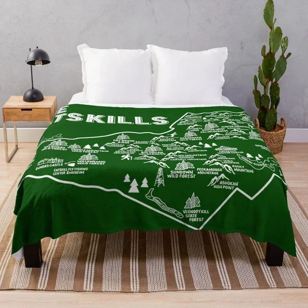 

The Catskills Map Art Throw Blanket Hairy Giant Sofa Warm Blankets
