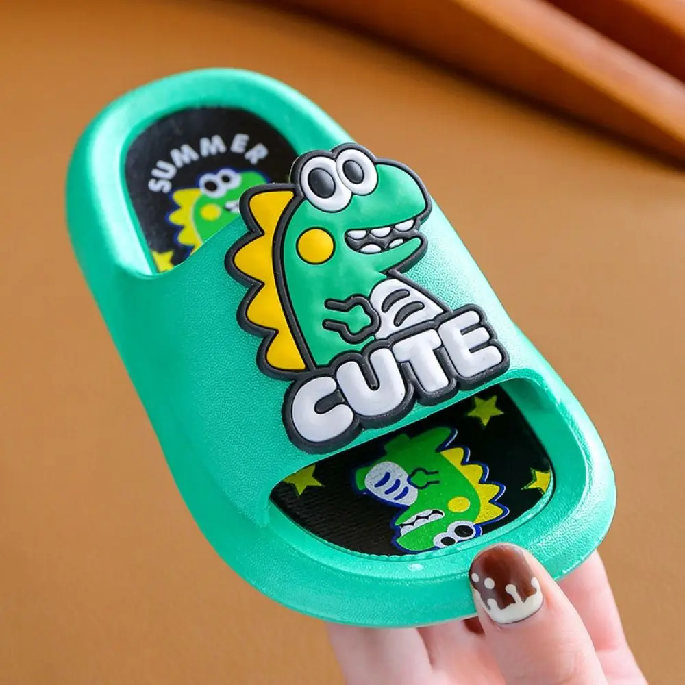 การ์ตูนน่ารักไดโนเสาร์รองเท้าแตะ Anti SLIP PVC การ์ตูนสัตว์รองเท้าแตะสีทึบเด็กห้องน้ํารองเท้าแตะห้องนอน