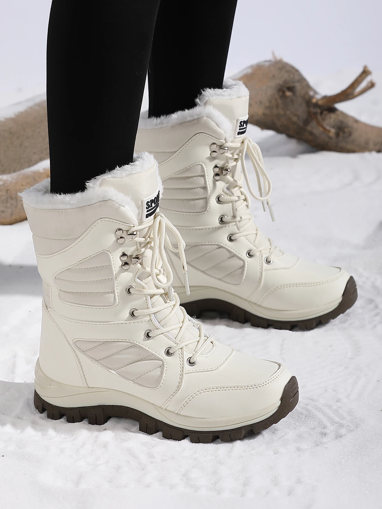 Winter Women Snow Boot High-top Waterproof Ankle Boots Ladies Thick Plus Warm Snow Hiking Boots Outdoor Cotton Shoes Sneakers