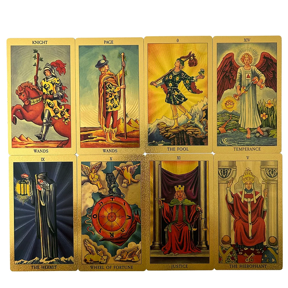 Golden Tarot Card Deck With Colorful Instruction Manual Divination Confidence Gorgeous