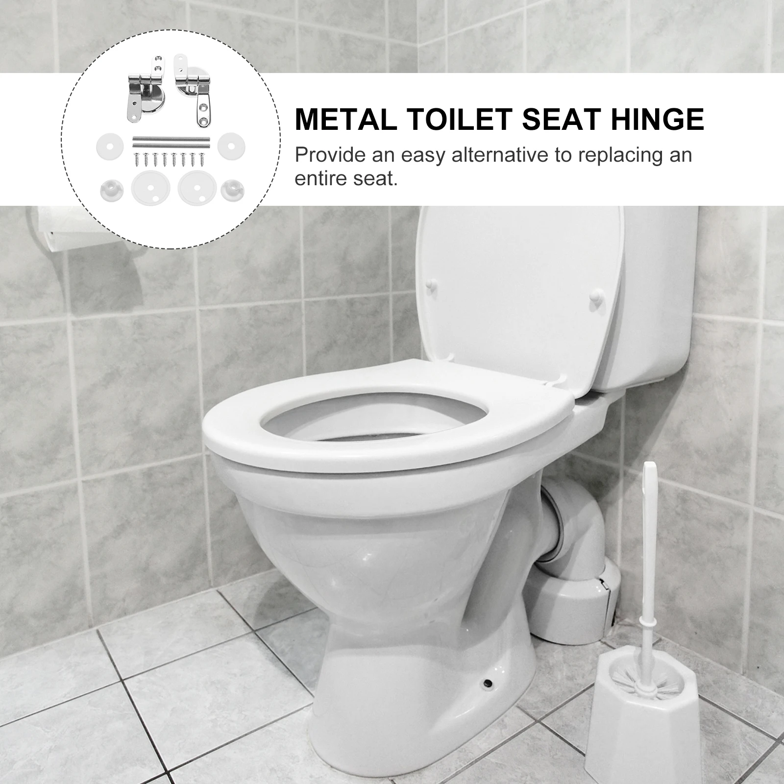 

1 set 1 Set Seat Hinges Metal Fixing Fitting Kit For Standard Toilet Lid Durable Replacement Hardware Accessory Toilet Hinge