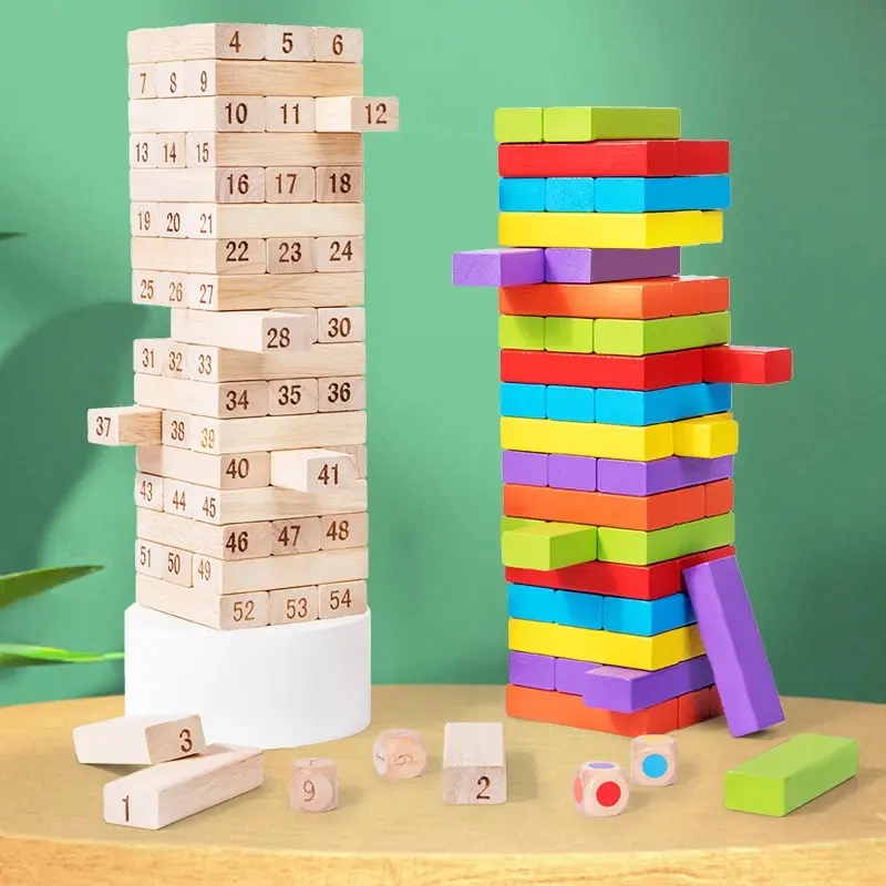 

48pcs Block Stacking Toys Early Education Balance Play Game Develop Hand Eye Coordination Traditional Stacking Best Gifts